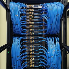 Poster - Data Center Filled With Network Cables and Servers Organized in Neat Rows for Efficient Connectivity