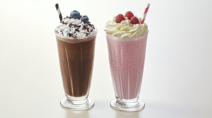 Poster - Yummy Milkshakes With Cream and Fruit Generative AI