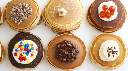 Poster - Delicious Stacks of Pancakes With Various Toppings Generative AI