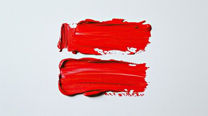 Poster - Red Paintbrush Strokes Create Vibrant Texture on White Generative AI