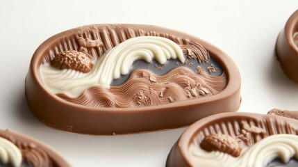 Poster - White Chocolate Waves on Solid Background Generative AI