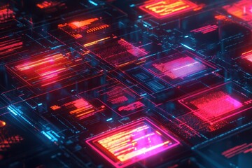 Aufkleber - Abstract digital data streams flow across a grid. Ideal for tech, AI, or futuristic concepts.