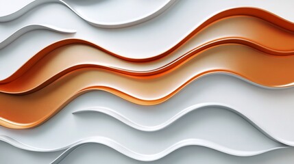 Wall Mural - Abstract orange and white wavy background.