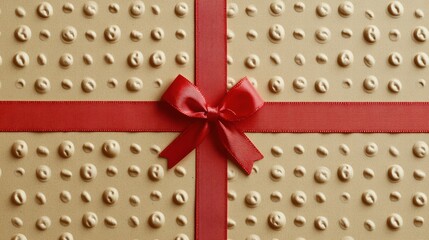 Aufkleber - Elegant gift box adorned with a bold red ribbon perfect for special occasions and celebrations. Generative AI