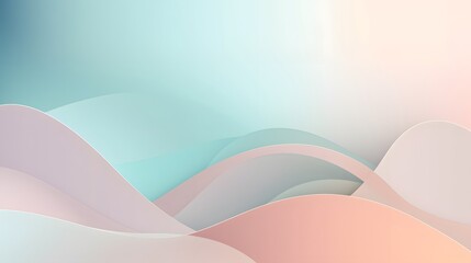 Poster - Abstract wave patterns digital art soft colors minimalist design fluid motion tranquil atmosphere
