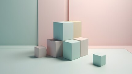 Poster - Abstract geometric structures minimalist studio photography soft colors eye-level modern aesthetics