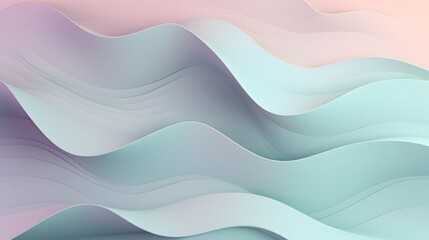 Poster - Flowing abstract waves digital art light color palette modern design aesthetic conceptual
