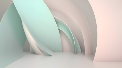 Leinwandbilder - Dynamic abstract shapes in minimalistic interior space 3d artwork modern design soft colors artistic perspective