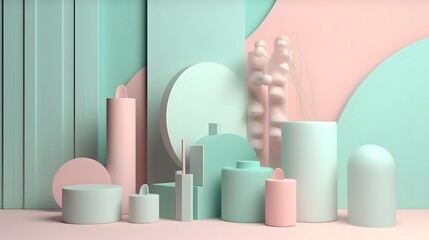 Poster - Creative abstract design with geometric shapes studio setting digital art minimalist environment contemporary viewpoint
