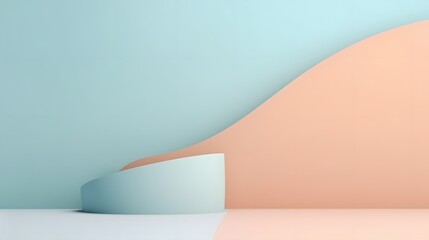 Poster - Curved abstract shapes modern art studio digital artwork minimalist environment side view contemporary design concepts