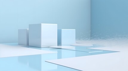 Poster - Dynamic geometric shapes minimalist studio 3d animation calm atmosphere aerial view abstract design