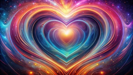 Wall Mural - Cosmic Heart Abstract swirling nebula forming a heart shape with vibrant colors and celestial dust