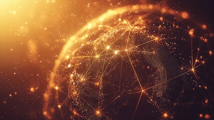 Aufkleber - This abstract image showcases a glowing digital globe filled with interconnected nodes and sparkles, perfect for themes related to technology, innovation, and data visual