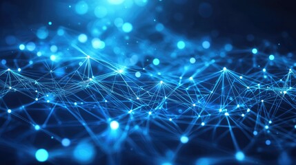 Leinwandbilder - Explore a mesmerizing abstract digital background filled with glowing blue particles and intricate network connections, perfect for projects related to technology and sci