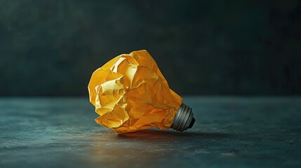 Aufkleber - A unique visual representation of a crumpled yellow paper light bulb on a chalkboard surface, illustrating creativity and innovative ideas in an educational context.