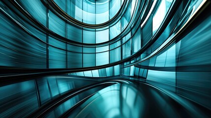 Aufkleber - This digital image features an abstract wave pattern illuminated in blue and teal shades, giving a sense of depth and motion, perfect for technology and design concepts.