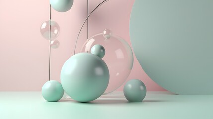 Leinwandbilder - Bubbles and spheres floating digital art abstract composition minimalist environment close-up viewpoint serenity concept