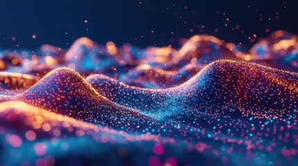 Aufkleber - This abstract digital background features a network of glowing points and lines, creating a captivating representation of data connections in a serene blue gradient.