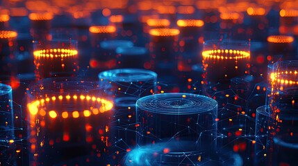 Aufkleber - This abstract digital background features a network of glowing points and lines, creating a captivating representation of data connections in a serene blue gradient.
