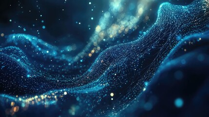 Aufkleber - This abstract digital background features a network of glowing points and lines, creating a captivating representation of data connections in a serene blue gradient.