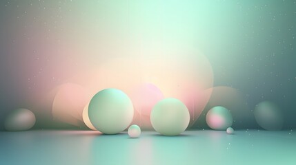 Poster - Floating spheres in soft pastel hues abstract art digital design minimalistic space aesthetic viewpoint