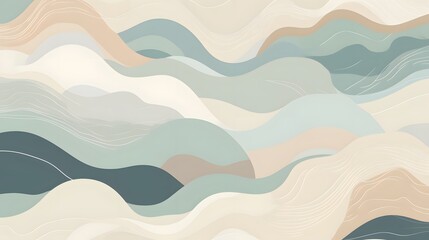 Poster - Fluid abstract art design digital medium soft color palette contemporary style creative viewpoint modern aesthetic