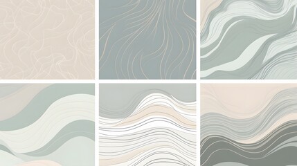 Poster - Abstract waves artwork digital creation modern design minimalist style soft colors aesthetic appeal
