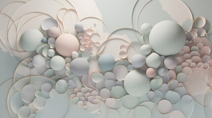 Poster - Exploring abstract art soft colorful spheres digital canvas modern design minimalist style aesthetic perspective