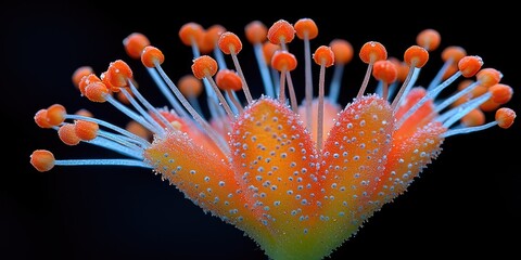 Poster - A close-up of an individual pollen grain, exposing its complex, spiky surface and detailed cellular structure, softly glowing.
