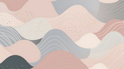 Poster - Dynamic abstract waves design digital art soft color palette creative composition contemporary style
