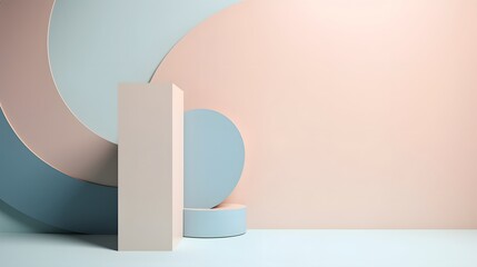 Poster - Creative design elements in minimalist studio space abstract composition soft color palette contemporary environment