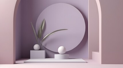 Poster - Minimalist interior design living room 3d art modern aesthetic light and shadow play