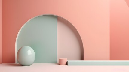 Poster - Abstract geometric composition modern studio digital art minimalist environment front angle contemporary design