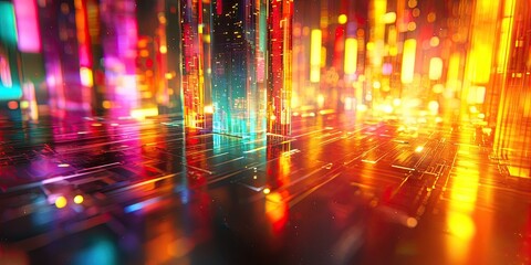 Poster - A detailed view of a microchip surface, showcasing the intricate circuitry and connections at a microscopic scale.