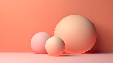 Poster - Spheres arrangement minimalist studio 3d render soft colors close-up modern design aesthetic