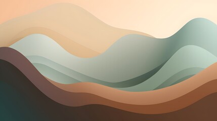 Poster - Flowing abstract waves digital art soft color palette tranquil environment aesthetic viewpoint creative concept