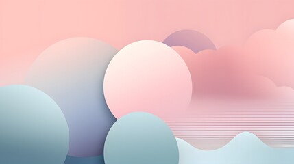 Poster - Abstract soft shapes and pastel colors in digital artwork modern design minimalist aesthetic calm environment