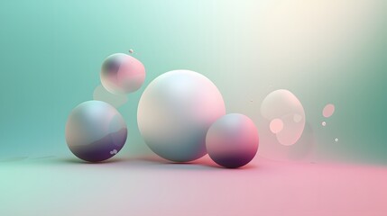 Poster - Dynamic colorful spheres abstract space digital art soft gradient background artistic perspective modern aesthetics