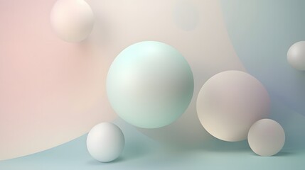 Poster - Dynamic 3d spheres floating abstract design digital art soft colors minimalist style modern aesthetic