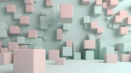 Poster - Dynamic cube animation abstract space 3d graphics minimalist design aerial view modern conceptual art