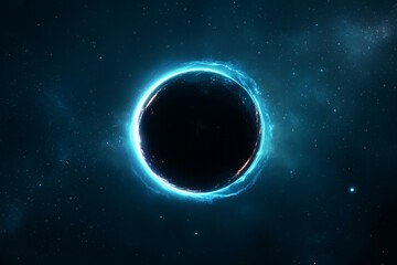 Wall Mural - blue and black space with a large hole in the middle
