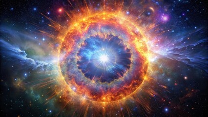 Wall Mural - Cosmic Explosion A Celestial Event of Fire and Light in the Vast Expanse of Space