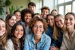 © SimpleDesignStudio - Diverse Group of Young Adults Smiling Together in a Bright Indoor Setting, Showcasing Friendship, Connection, and Community Spirit