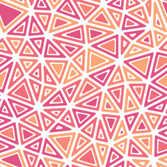 Poster - Abstract background with geometric mosaic shapes. Rounded solid shapes in frames. Medium triangles size. Multicolored style. Repeatable pattern. Creative vector tiles. Seamless vector illustration.