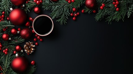 Wall Mural - festive holiday arrangement with coffee and decorations