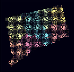 Poster - Connecticut, shape of the state built of colored cells. Digital style map of Connecticut on dark background. Small size rounded square blocks. Modern vector illustration.