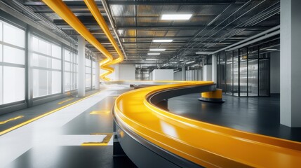 Poster - A conveyor system transporting freshly painted car parts.