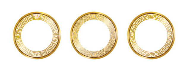 Wall Mural - greek circle pattern gold frame, round greek frame ornament, decorative frame, decoration elements v