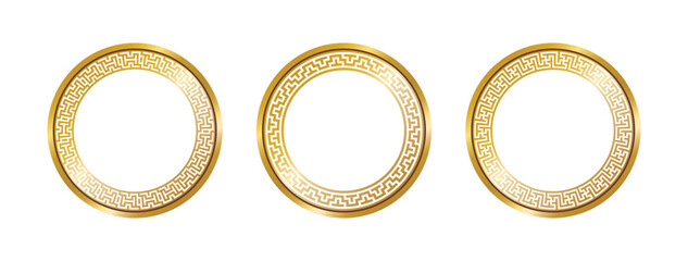 Wall Mural - greek circle pattern gold frame, round greek frame ornament, decorative frame, decoration elements v
