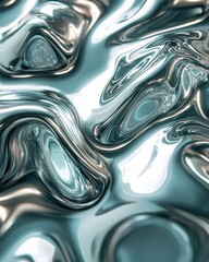 Poster - Dynamic metallic ink flowing in silvery shades abstract art scene closeup view creative concept